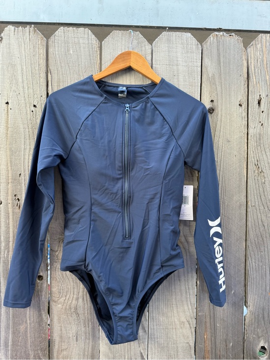 Hurley Other - Hurley Slate Blue Long-Sleeve Zip Front One-Piece Rash Guard